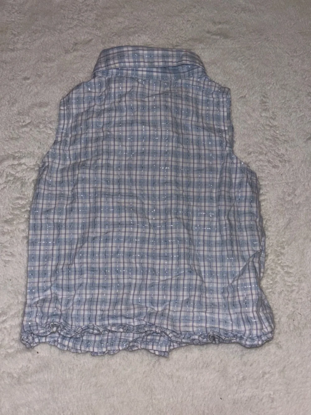 Cherokee Light Blue & Pink Plaid Sleeveless Button-Down